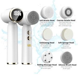 Electric Facial White Cleansing Brush Set are Chargeable LED Facial Skincare
